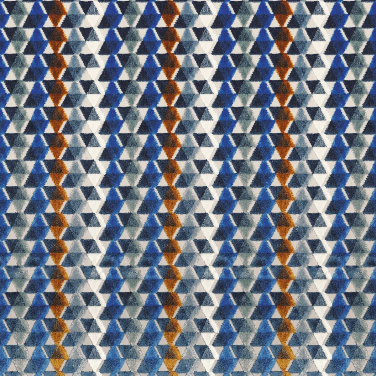 Arenal Fabric - Indigo by blue striped velvet-chenille fabric from Camengo