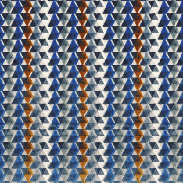 Arenal Fabric - Indigo by blue striped velvet-chenille fabric from Camengo