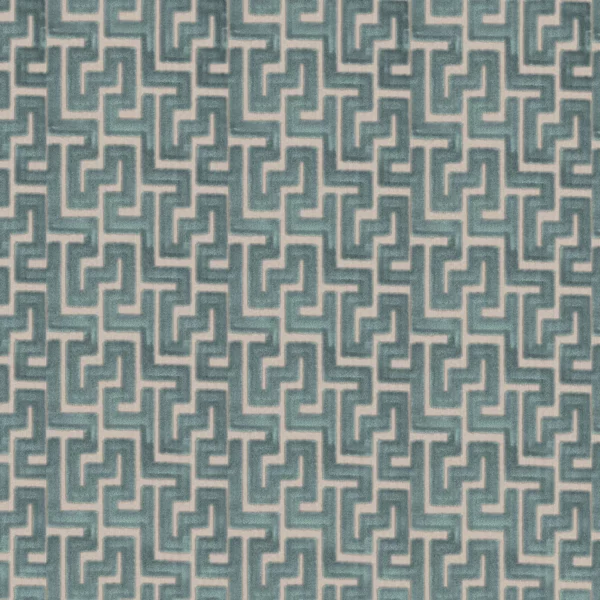 Biscaya Fabric - Celadon by blue geometric velvet-chenille fabric from Camengo