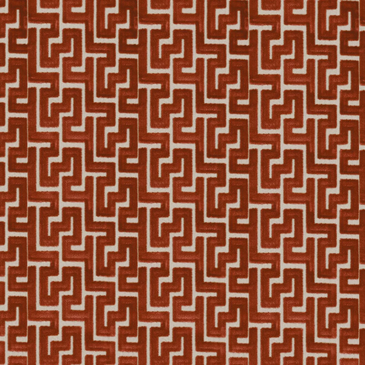 Biscaya Fabric - Terracotta by orange geometric velvet-chenille fabric from Camengo