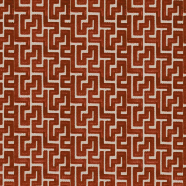 Biscaya Fabric - Terracotta by orange geometric velvet-chenille fabric from Camengo