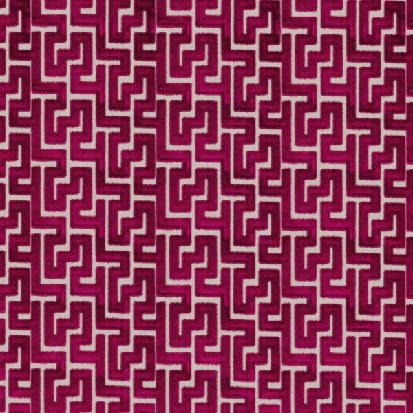 Biscaya Fabric - Fuschia by red geometric velvet-chenille fabric from Camengo