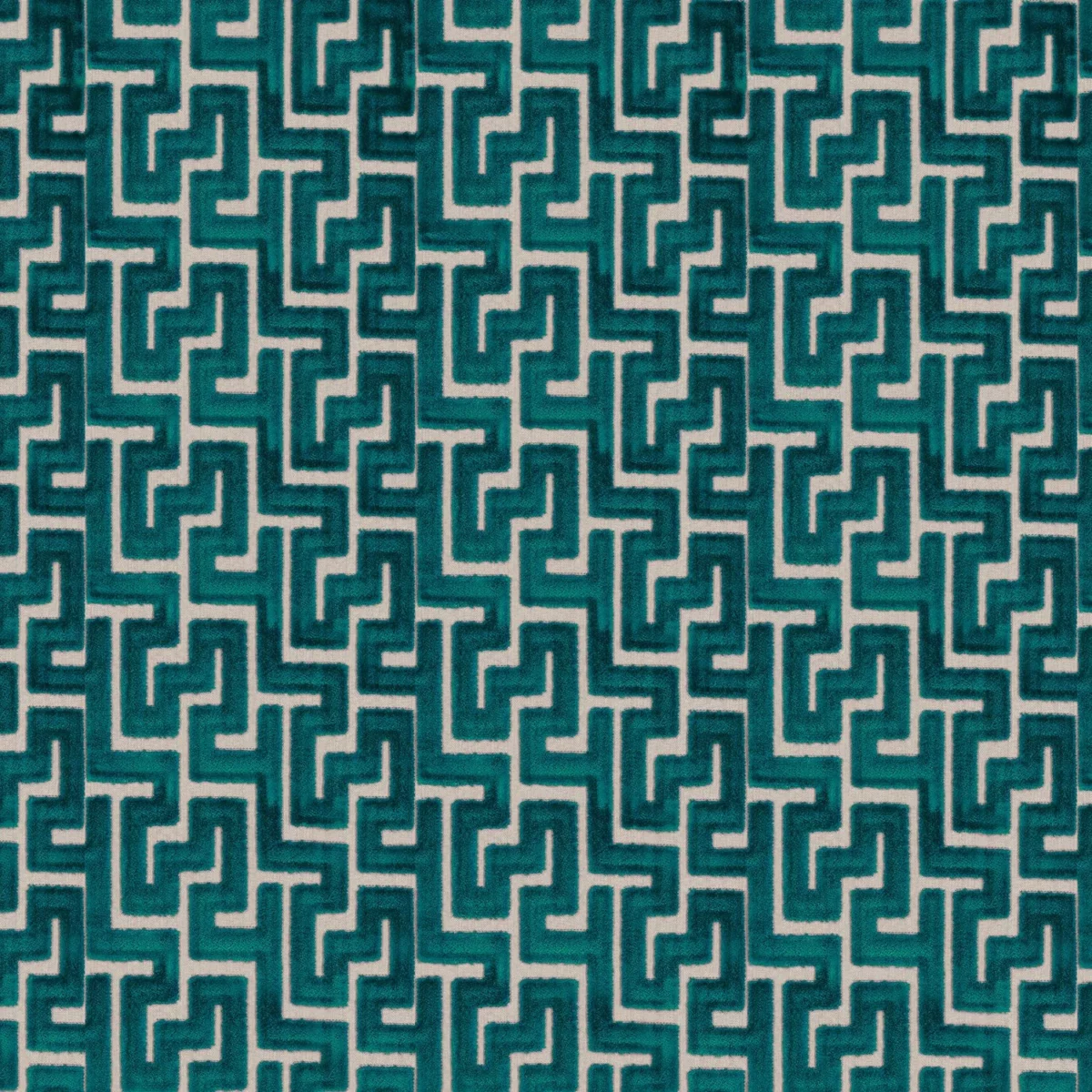 Biscaya Fabric - Emeraude by green geometric velvet-chenille fabric from Camengo