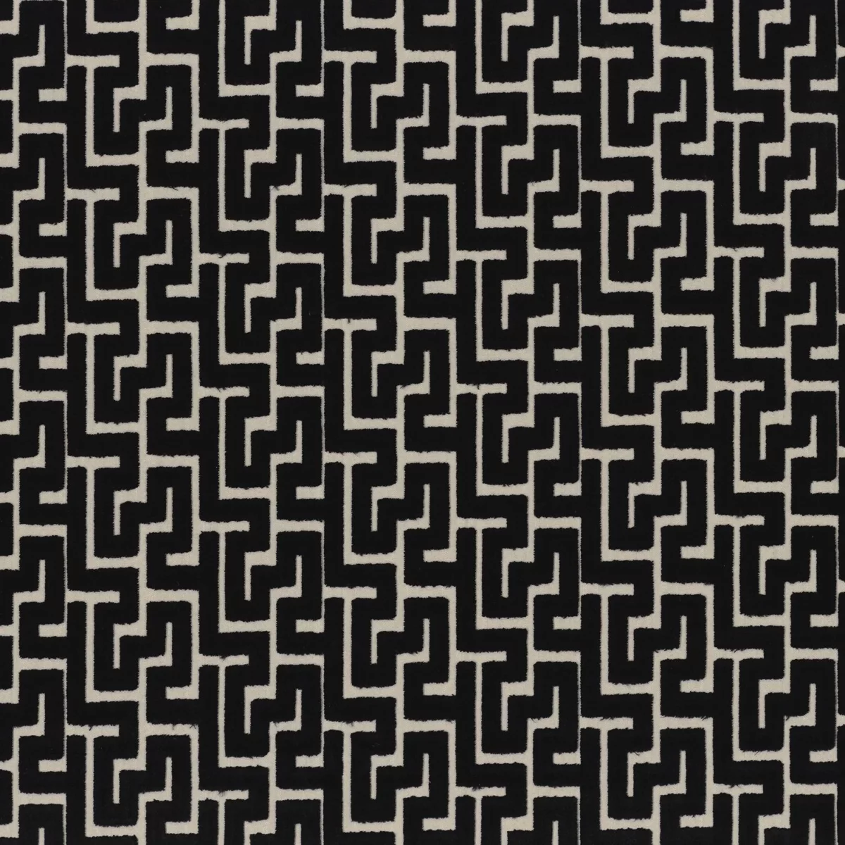 Biscaya Fabric - Noir by black-grey geometric velvet-chenille fabric from Camengo