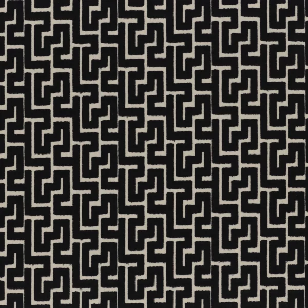Biscaya Fabric - Noir by black-grey geometric velvet-chenille fabric from Camengo
