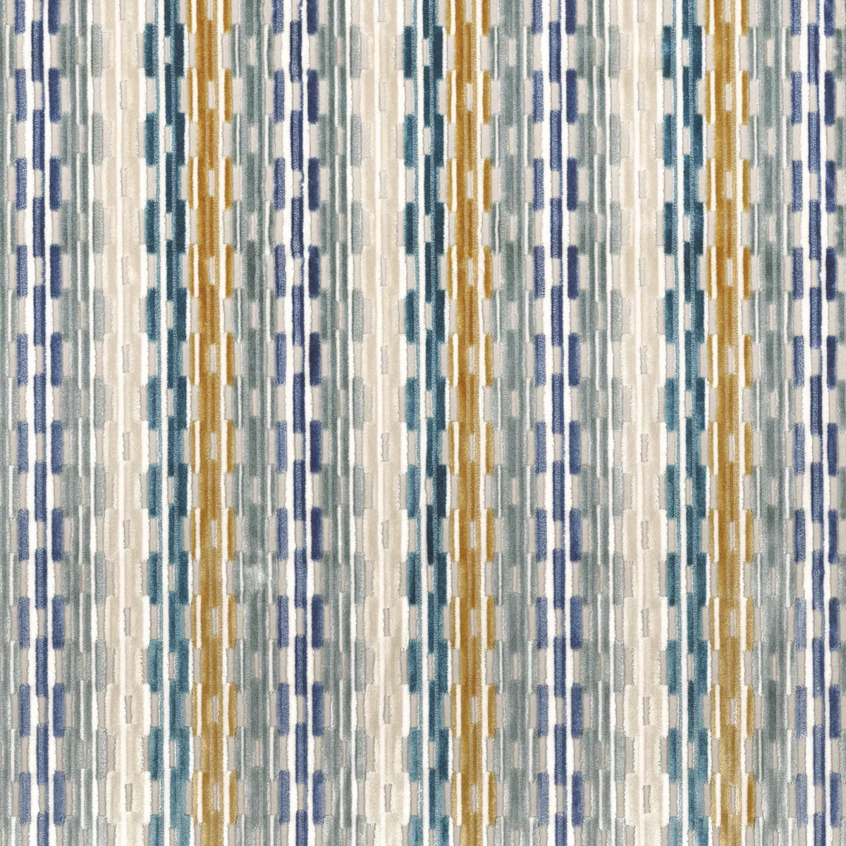 Lekeitio Fabric - Celadon by multicolour striped velvet-chenille fabric from Camengo
