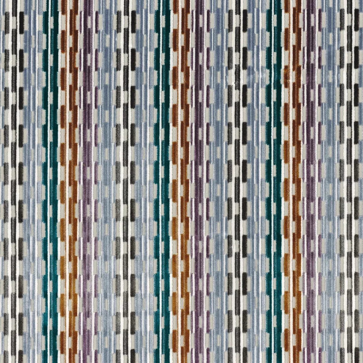 Lekeitio Fabric - Emeraude by blue striped velvet-chenille fabric from Camengo
