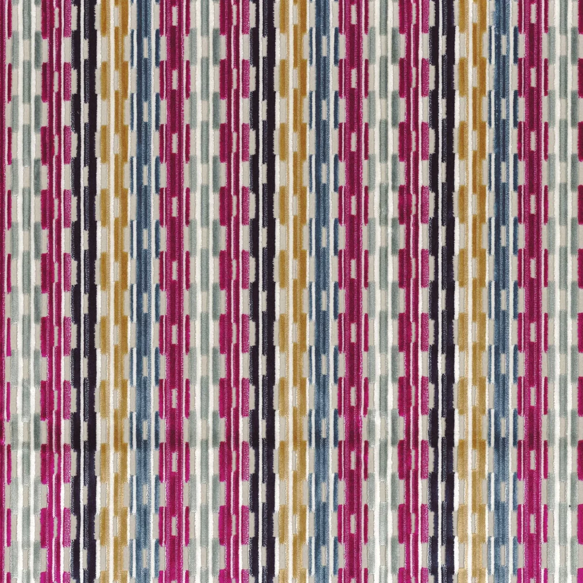 multicolour striped velvet-chenille fabric from Camengo