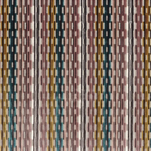 Lekeitio Fabric - Blush by brown striped velvet-chenille fabric from Camengo