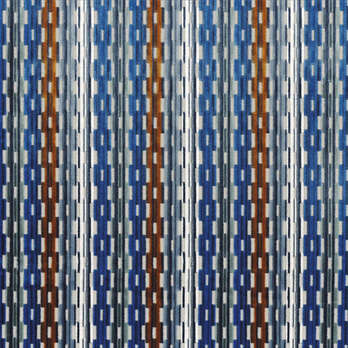 blue striped velvet-chenille fabric from Camengo