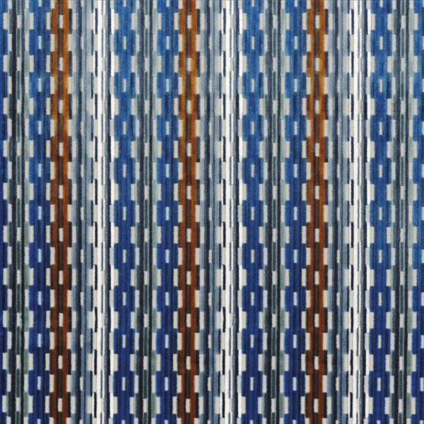 Lekeitio Fabric - Indigo by blue striped velvet-chenille fabric from Camengo