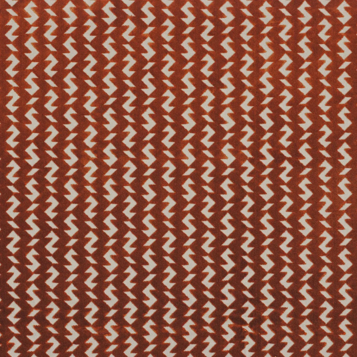 Arriaga Fabric - Terracotta by red striped velvet-chenille fabric from Camengo