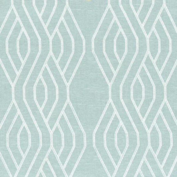 Zubizuri Fabric - Celadon by blue striped embroideried fabric from Camengo