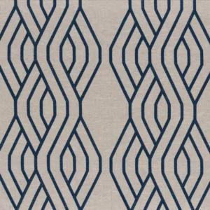 blue striped embroideried fabric from Camengo