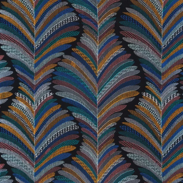 Je T Aime Fabric - Indigo by multicolour misc embroideried fabric from Camengo