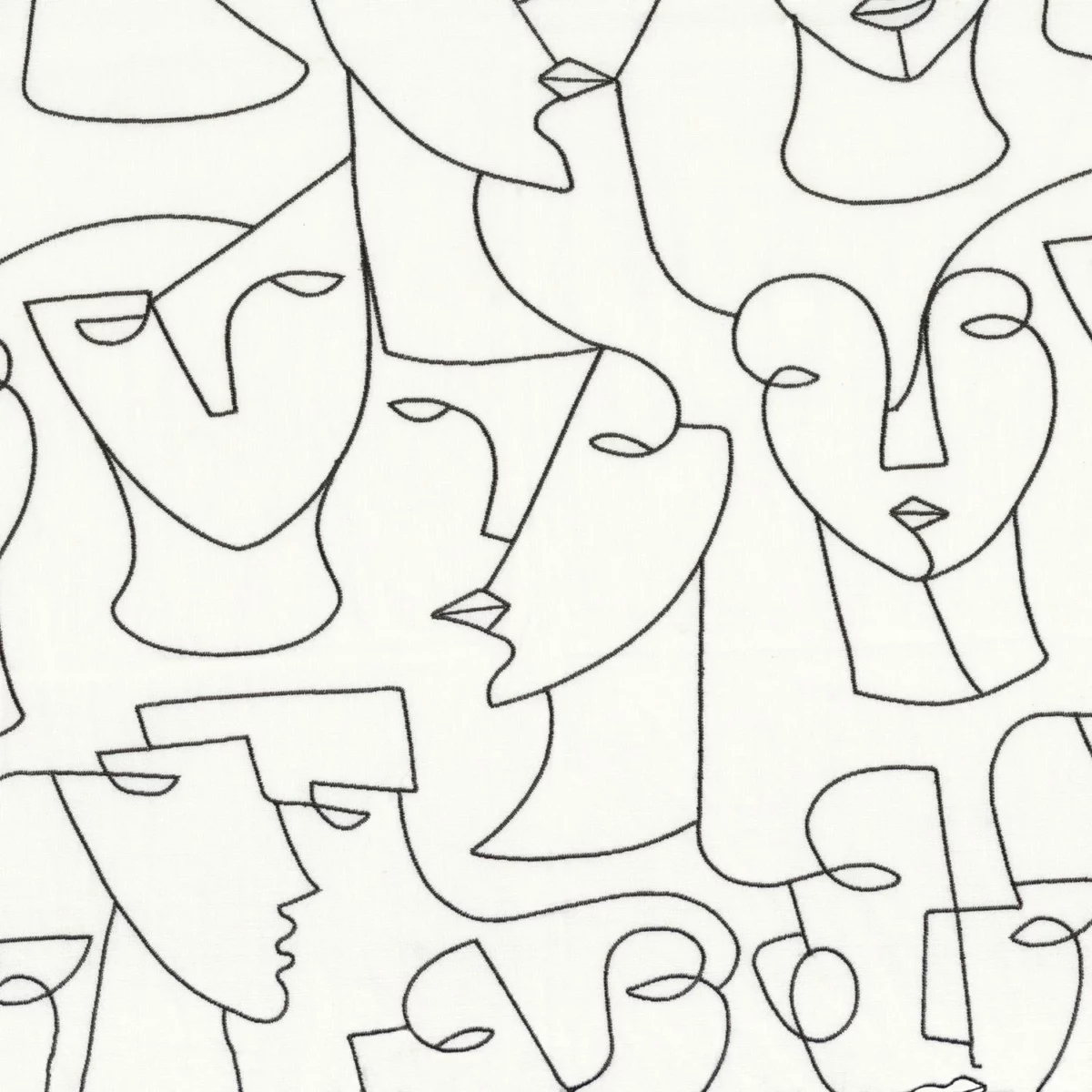 Visage Fabric - Black & White by white misc embroideried fabric from Camengo