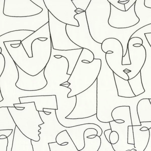 Visage Fabric - Black & White by white misc embroideried fabric from Camengo