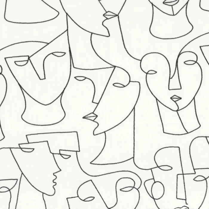 Visage Fabric - Black & White – Black / White swatch