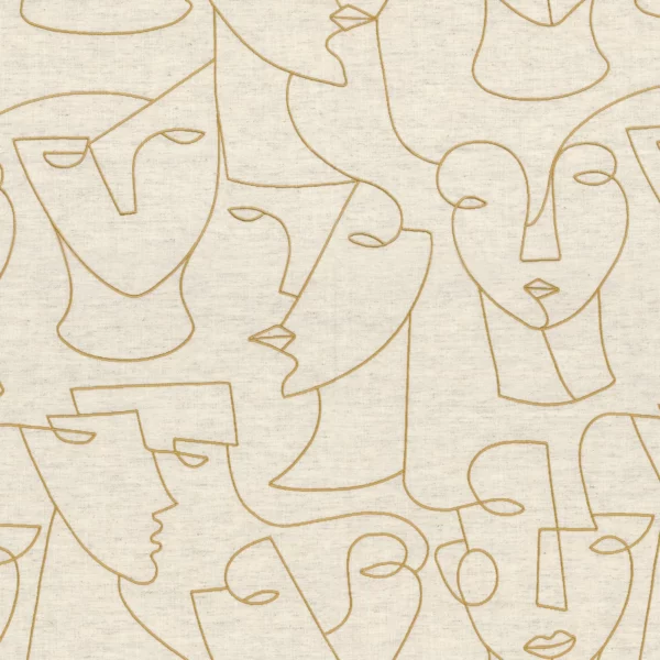 Visage Fabric - Lin Or by neutral misc embroideried fabric from Camengo
