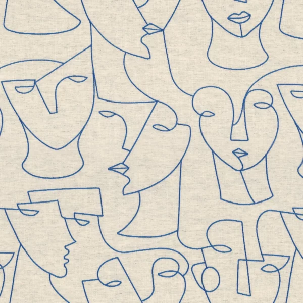 Visage Fabric - Lin Indigo by blue misc embroideried fabric from Camengo