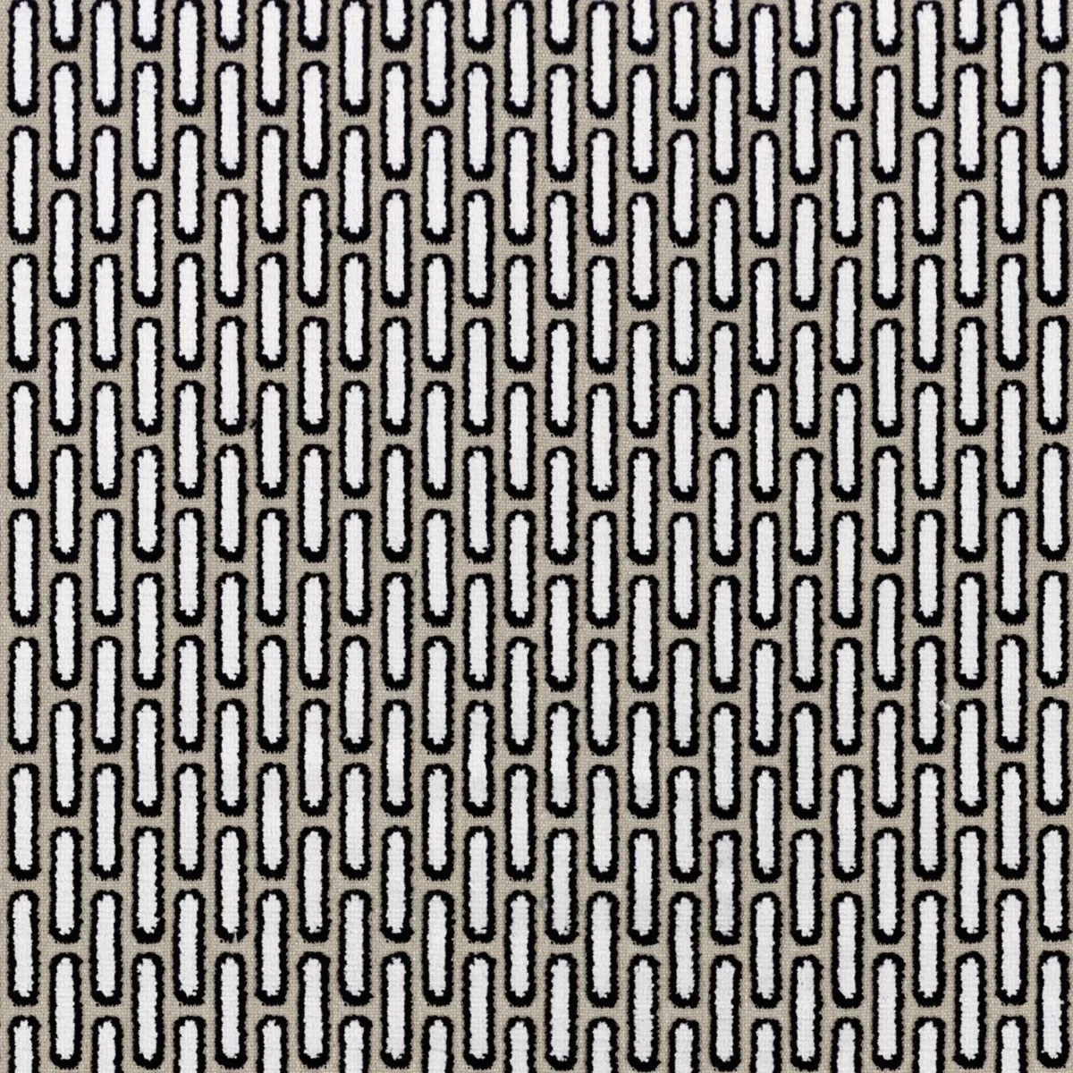 Passerelle Fabric - Black & White by black-grey geometric jacquard fabric from Camengo