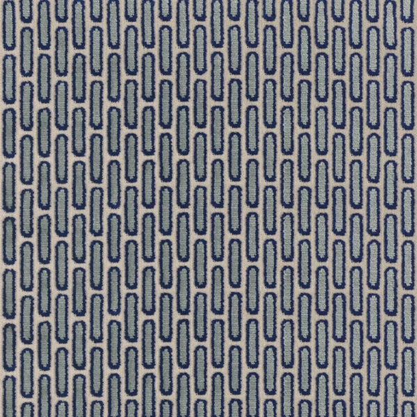 Passerelle Fabric - Horizon by blue geometric jacquard fabric from Camengo