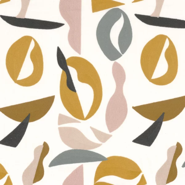 Raku Fabric - Safran by yellow misc embroideried fabric from Camengo