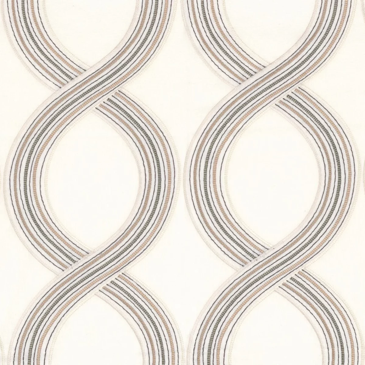 neutral striped embroideried fabric from Camengo