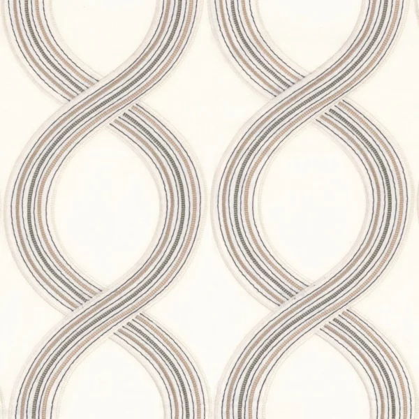Girelle Fabric - Sable by neutral striped embroideried fabric from Camengo