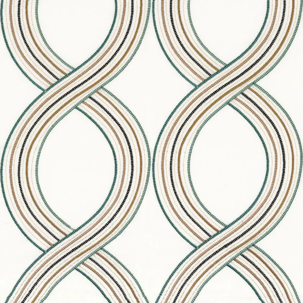 Girelle Fabric - Bleue by neutral striped embroideried fabric from Camengo