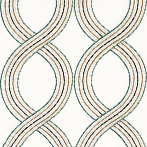 Girelle Fabric - Bleue by neutral striped embroideried fabric from Camengo