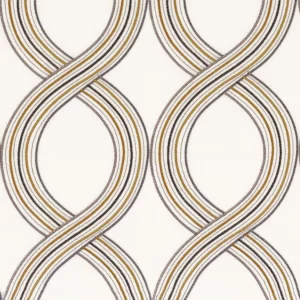 yellow striped embroideried fabric from Camengo