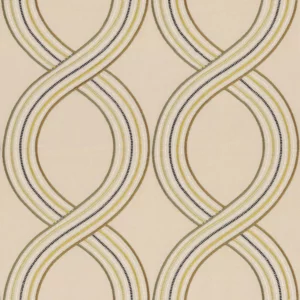 green striped embroideried fabric from Camengo