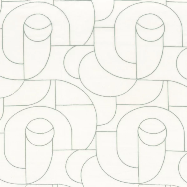 Esteque Fabric - Celadon by green geometric voile-sheer fabric from Camengo