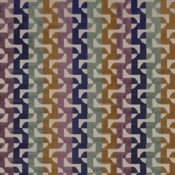 Sevre Fabric - Bleu by multicolour striped jacquard fabric from Camengo