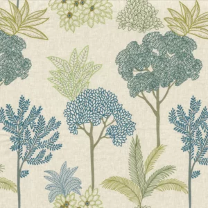 blue botanical embroideried fabric from Camengo