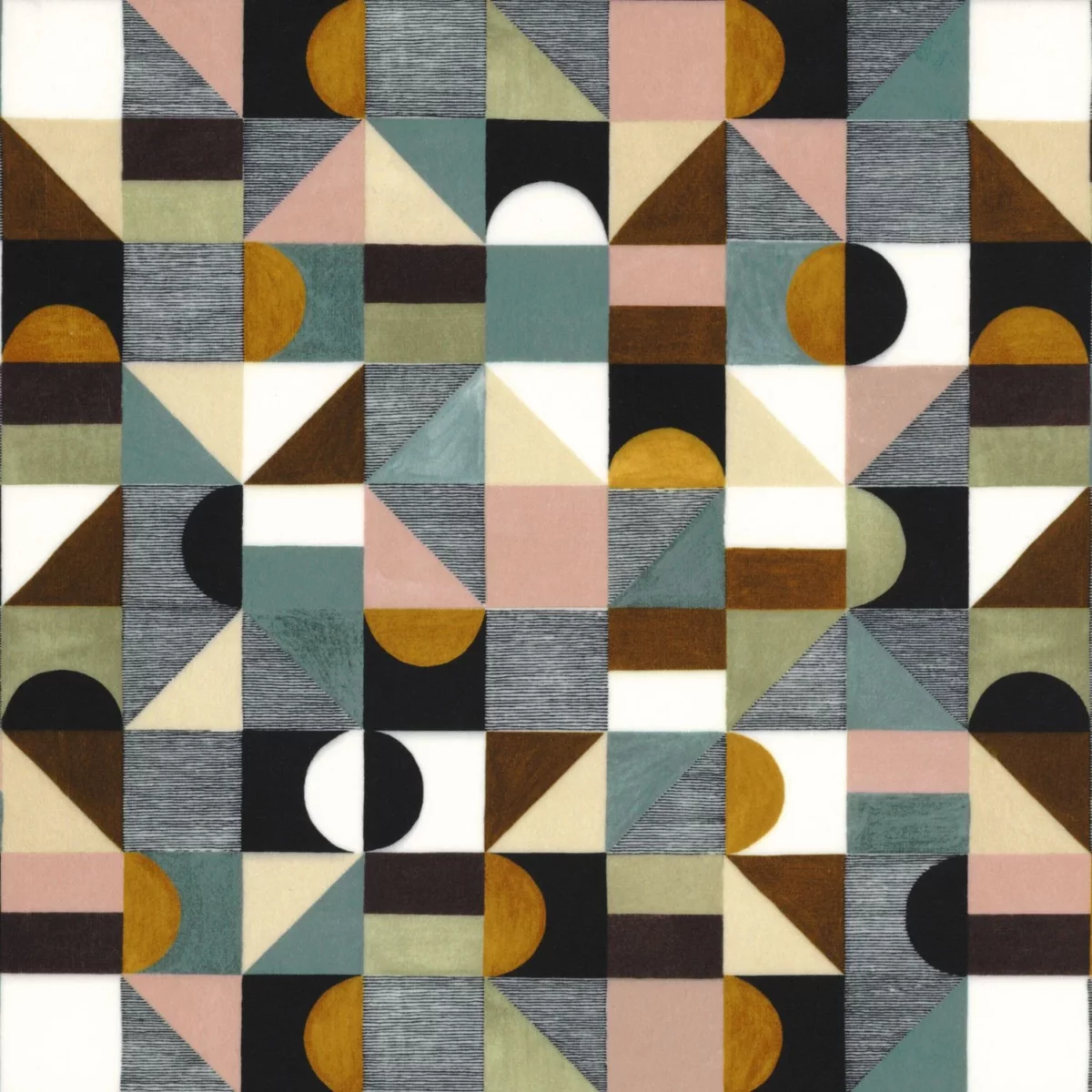 multicolour geometric velvet-chenille fabric from Camengo