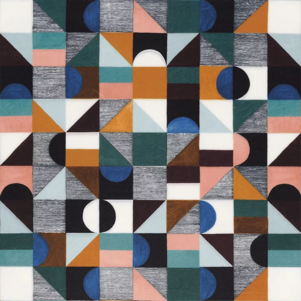 multicolour geometric velvet-chenille fabric from Camengo