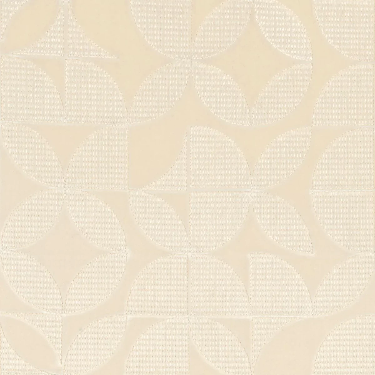 Vega Fabric - Craie by neutral geometric embroideried fabric from Camengo