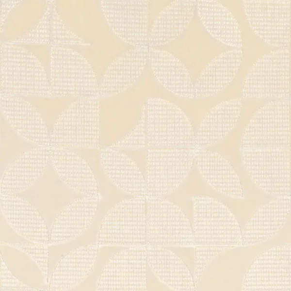 Vega Fabric - Craie by neutral geometric embroideried fabric from Camengo