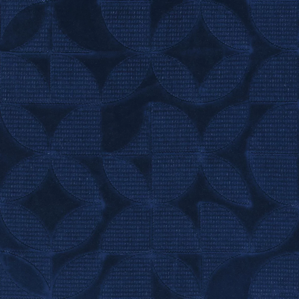 blue geometric embroideried fabric from Camengo