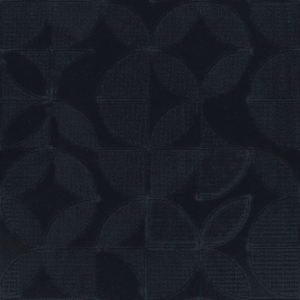 Vega Fabric - Reglisse by black-grey geometric embroideried fabric from Camengo