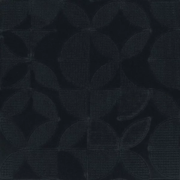 Vega Fabric - Reglisse by black-grey geometric embroideried fabric from Camengo