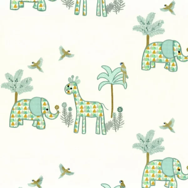 Paul Marius Fabric - Aqua by blue animal embroideried fabric from Camengo