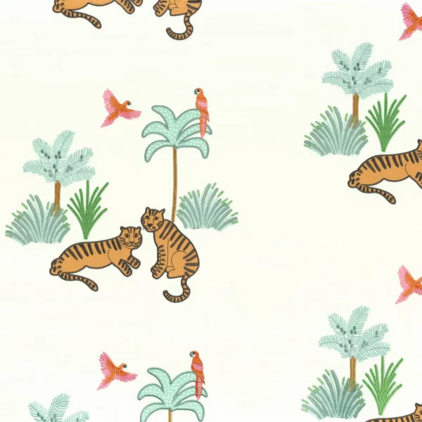 green animal embroideried fabric from Camengo