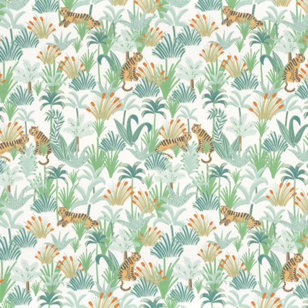 Cache Cache Fabric - Vert by green animal printed fabric from Camengo