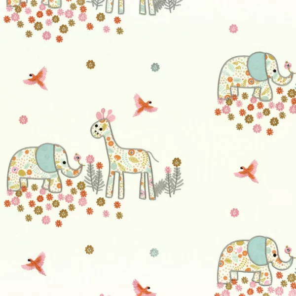 Alice Candice Fabric - Rose by pink animal embroideried fabric from Camengo
