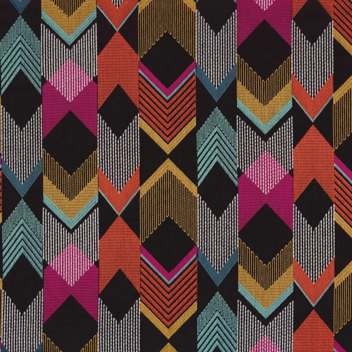 Melting Pot Fabric - Multicolore by multicolour geometric embroideried fabric from Camengo
