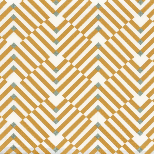 Golden Gate Fabric - Safran by yellow geometric embroideried fabric from Camengo