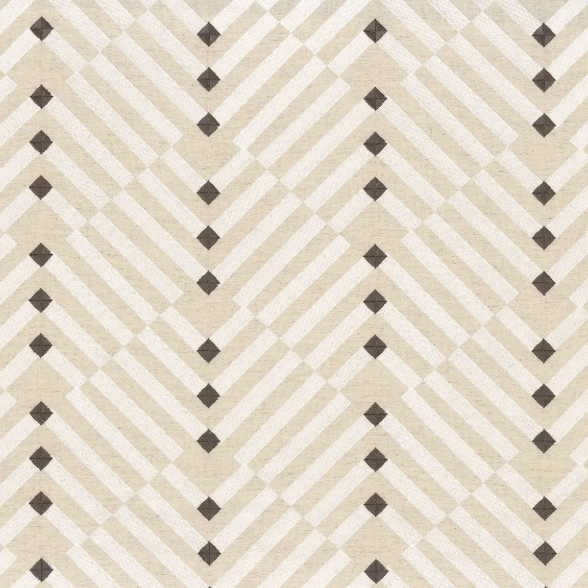 Golden Gate Fabric - Noir & Blanc by neutral geometric embroideried fabric from Camengo